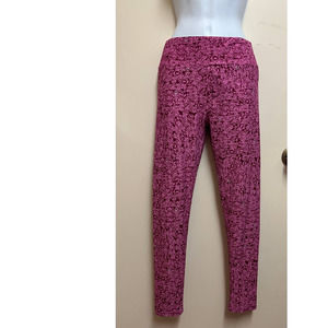 LuLaRoe Pink Rose Burgundy Leggings One Size